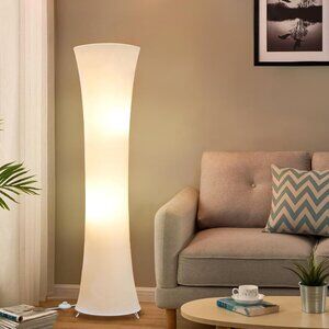 NEW! 46“ Floor Lamp for Living Room, 3 Color Temperature White Fabric Lampshade